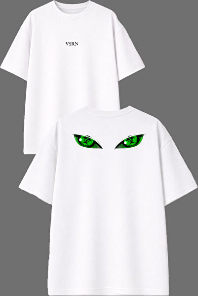 VSRN Μπλουζάκι με σχέδιο Green Eyes, με στάμπα μπροστά και πίσω, λευκό oversize