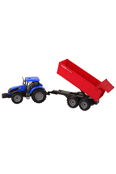 LeanToys Tractor cu remorcă albastru