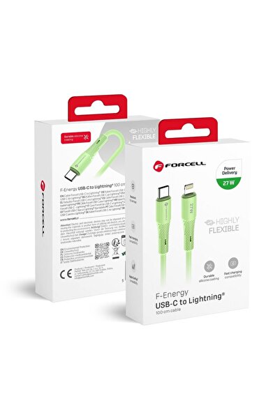 Forcell Cablu USB USB-C - Lightning 1 m Verde