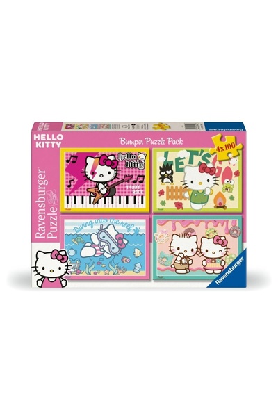 RAVENSBURGER Puzzle 2D pentru copii: Hello Kitty set 4x100 piese