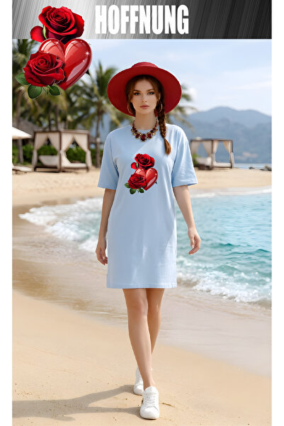 HOFFNUNG Women's Short Sleeve Crew Neck T-Shirt Dress Nightgown