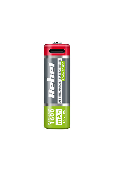 Rebel Acumulatori AA, 1600 mAh, Li-ion, 1,2V, 2 buc/pachet, R6, soclu tip C