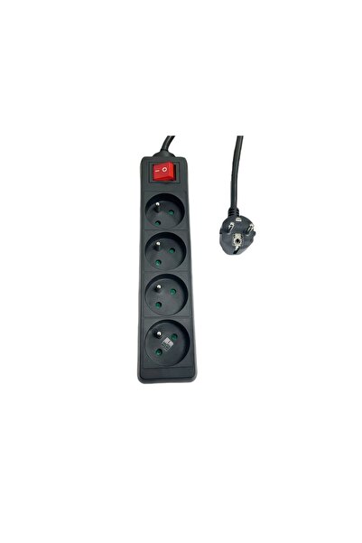 MicroConnect 4-way Power Strip on/off switch French Type E, 5m Black