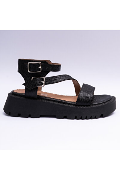 VAGAM Women 'Sandals Made of Genuine Leather Black