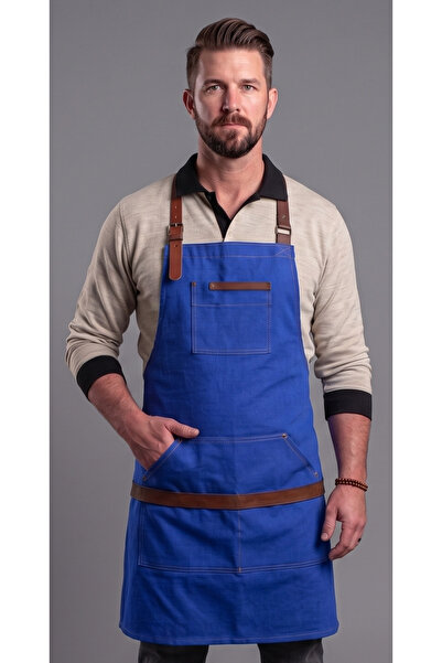 İŞ MARKETİM Barista Waiter Apron – Professional Cafe Apron with Leather Straps