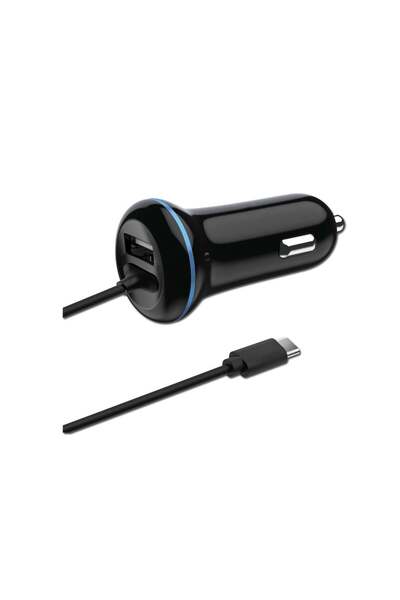 ACV 2GO Încărcător auto USB 2400mA DUO Type C 3.1 + 1x USB negru