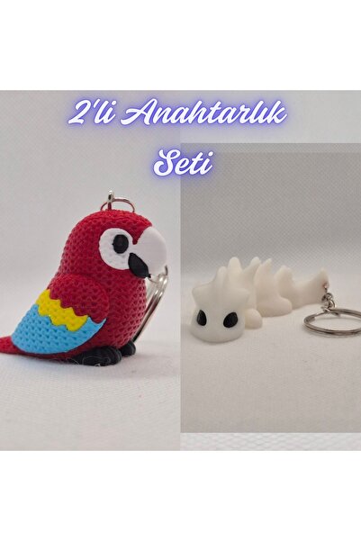 3DAtölyeMaker Fire Engine Red Knitted Pattern Parrot and White Flexible Drago...