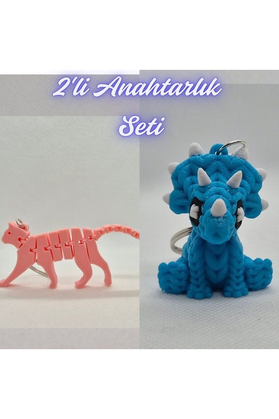 3DAtölyeMaker Light Pink Flexible Cat and Light Blue Knitted Pattern Tricerat...