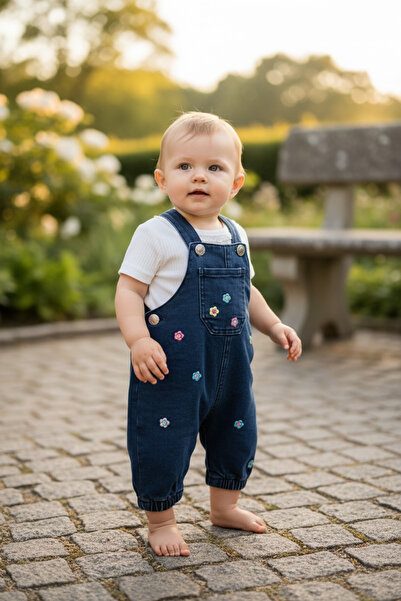 BİANCOFİGLİO Floral Patterned Denim Salopet
