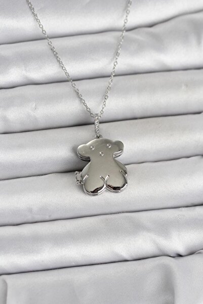 isiltikidsmoda 316L Steel Chain Silver Color Teddy Bear Model Openable Women'...