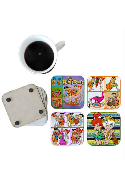 Ghostbastır Stone Age Decorative Wooden Coaster Set 049