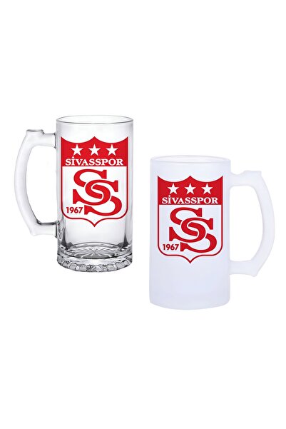 Ghostbastır Sivasspor Beer Glass with Handle, Available in Frosted or Transpa...