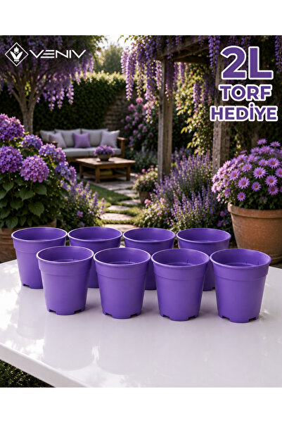 VENİV 8 Adet Dekoratif Renkli Saksı - 8.5 cm 0.35L - Genel Kullanım- Fide & T...
