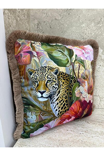 adenkahome Leopardo Series, Suede Fringed Cushion Cover 43X43 cm