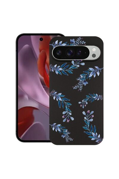 bestcase Θήκη για Google Pixel 9 Pro XL, Μπλε Λουλούδια, Λεπτή Σιλικόνη 0.8MM...