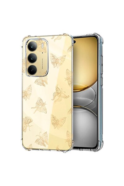 bestcase Husă pentru Realme 14x 5G, Antișoc 1.5MM, Fluture Auriu, Protecție c...