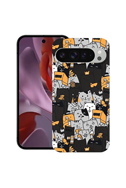 bestcase ¬Æ Husa pentru Google Pixel 9 Pro XL, Cat Pattern, Slim Silicon 0.8M...