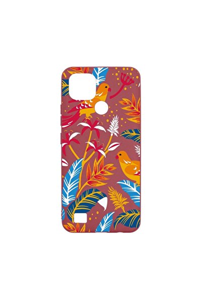 bestcase Силиконов калъф, съвместим с Realme C21, Цветни птици, устойчив на и...