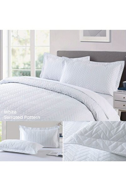 Choice9 طقم لحاف سرير من قطعتين/ثلاث قطع بنمط متعرج أبيض اللون مقاس 173×219 س...