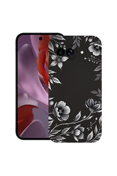 bestcase Ултра тънък TPU калъф, съвместим с Google Pixel 9a, Черен флорален, ...