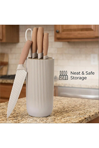 OSOOKE Kitchen Knife Set with Safe Storage Block, Sharp Blades with Ergonomic...