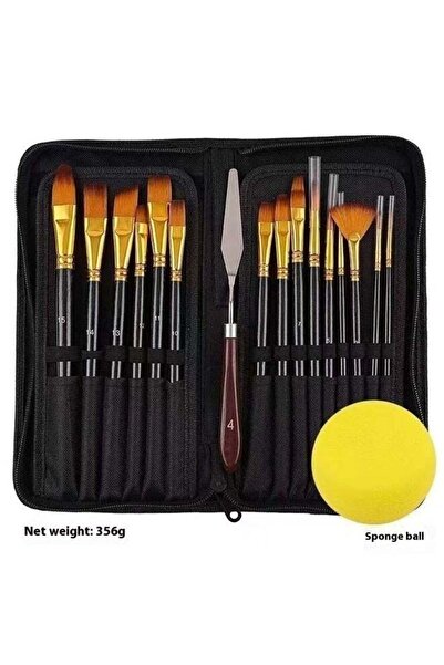 Generic 15-Piece Artist Paint Brush Set with Zipper Carry Case Set Multicolou...