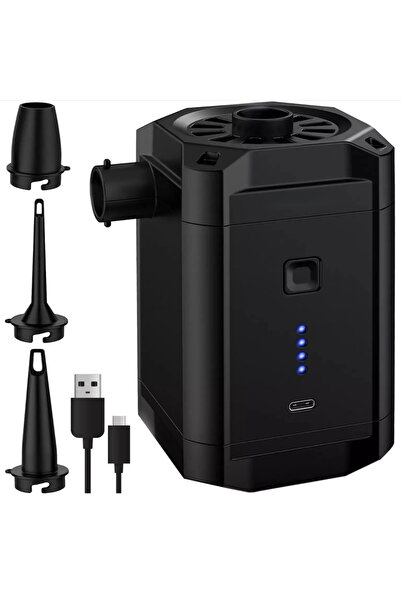 zola Електрическа помпа за надуване, презареждаема с USB-C, 5000 mAh, 3 накра...