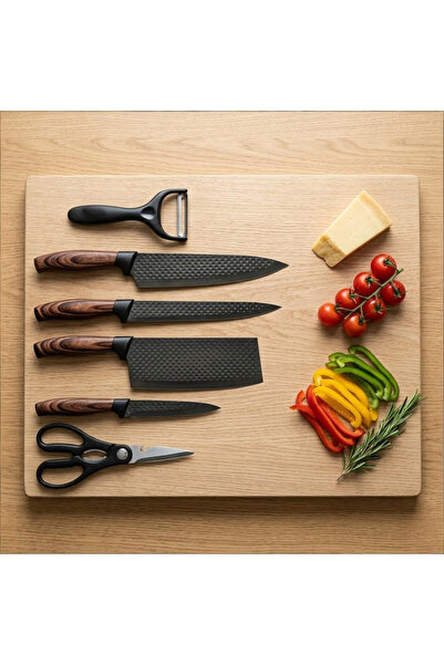 OSOOKE 6-Piece Kitchen Knife Set with Cleaver and Scissors, Sharp Non-Stick B...