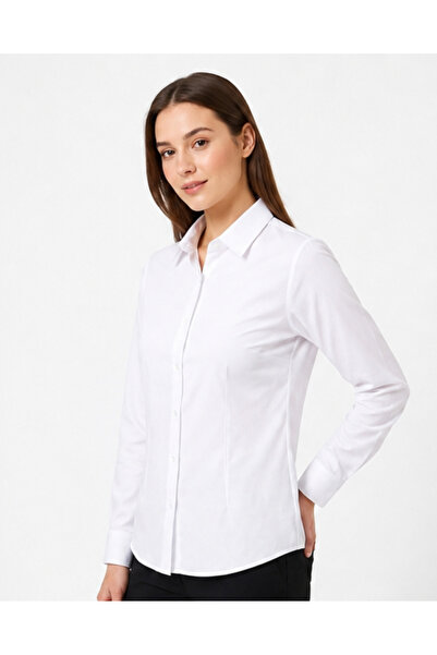 PandaForma White Women's Cotton Slim Fit Komi,Restaurant Shirt