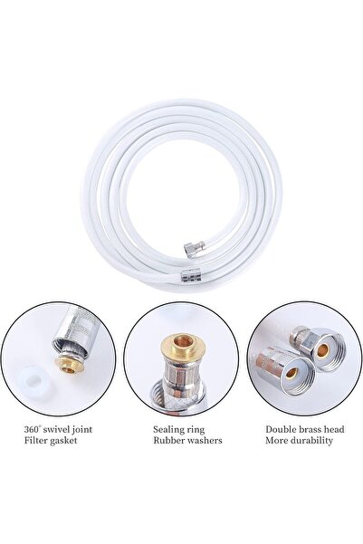 Rururug Furtun de duș din PVC de 4M, înlocuitor universal, furtun G1/2, rezis...