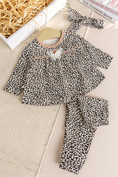Babymod Leopard Patterned Bandana 3-Piece Baby Girl Set