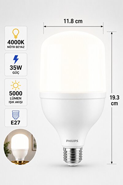 Philips 35W 4000 Kelvin E27 Torch Ampul 5000 Lümen Büyük Boy