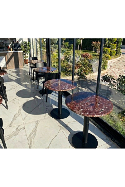 Marb & Home Kafe, Balkon, Mutfak Lüks Mermer Masa 60 cm Yuvarlak