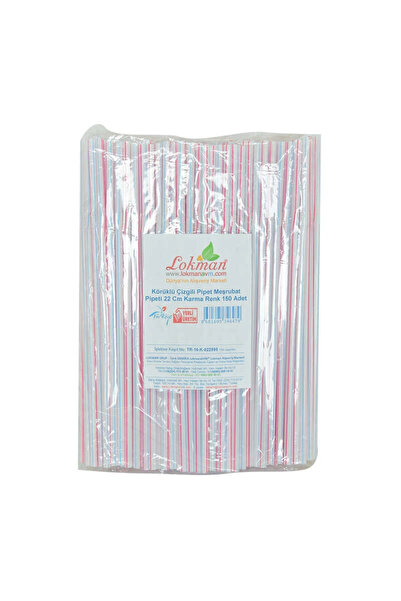 Genel Markalar Körüklü Çizgili Pipet Ayran Kola Meşrubat Pipeti 22 Cm Renk 15...