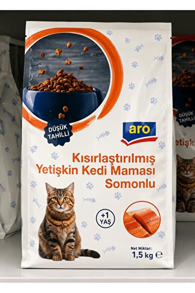 Aro Kısırlaştırılımış Yetişkin Kedi Maması Somonlu 1,5 kg