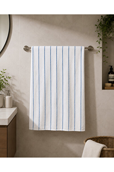 shop TunaTeks 90x160 Mavi Çizgili Banyo Havlusu
