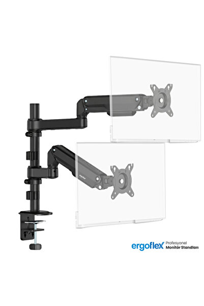 Ergoflex S16 حامل شاشة مزدوج الذراع 22-35 بوصة مع ممتص صدمات 2-9 كجم، إصدار 2...