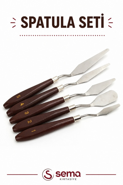 TOMBİ-X Metal Spatula Seti 5’li Resim Spatula Seti, (painting Knife)