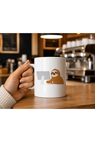 chic crazze Lazy Animal Patterned Porcelain Mug on Computer 407 ml Large Size...