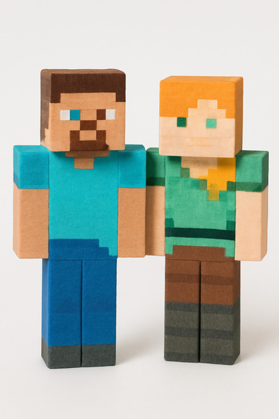 GAME SHOT Minecraft Steve Alex İkili Pasta Süsü Figürü 3D Baskı