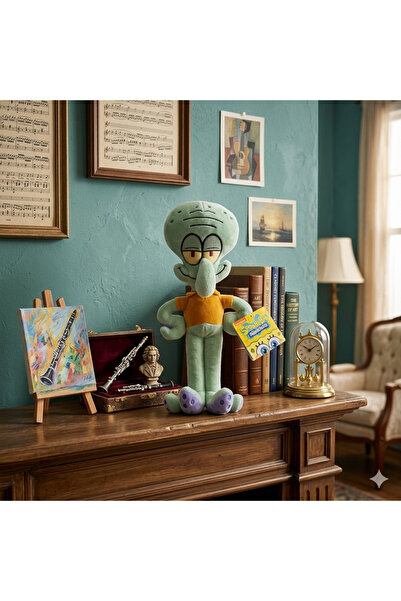 Cici Oyuncak Lisanslı Sünger Bob Peluş 30 cm - Yumuşak Dokulu Squidward Figür...