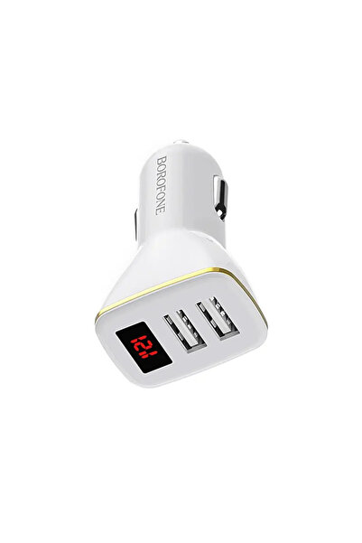 Borofone Încărcător auto 2x USB cu iluminare LED, alb