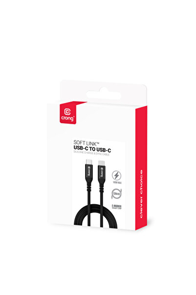 Crong Soft Link - Cablu 100W PD 5A USB-C la USB-C 25cm (negru)