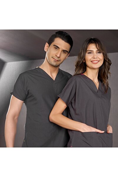 ÇİZGİ MEDİKAL Füme Dr. Greys Doktor Hemşire Medikal Scrubs Takım Terikoton Kumaş
