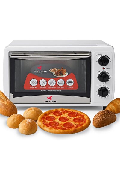 MEBASHI 19L Electric Oven Toaster, White, 100-250°C Temperature, 60 Minutes T...