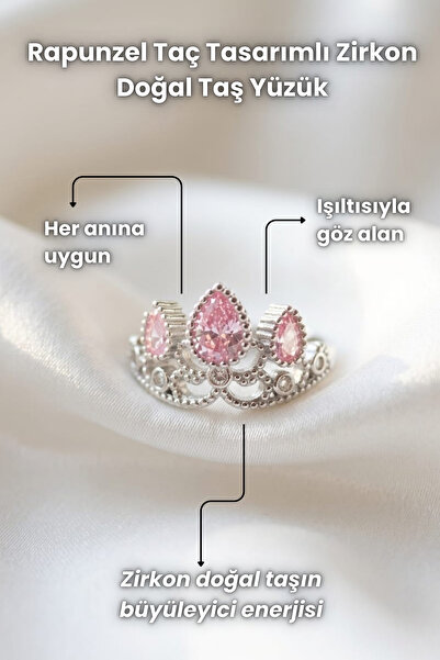 Elifsu Jewelry Rapunzel Crown Design Zircon Natural Stone Ring