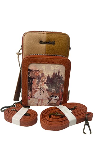 Sweet Candy Women's Mobile Bag with Doll and Transparent Back Pocket