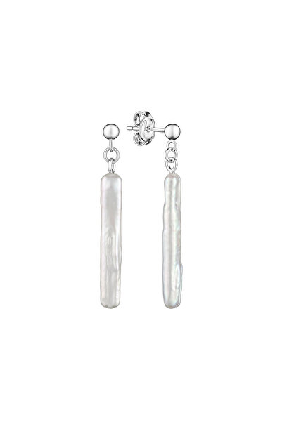 MANAVA Silver earrings with natural pearls - Baguette