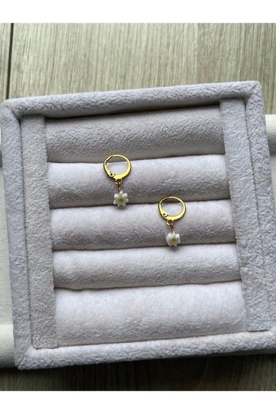 Pel Design Daisy Natural Stone Chalcedony Hoop Earrings Handmade
