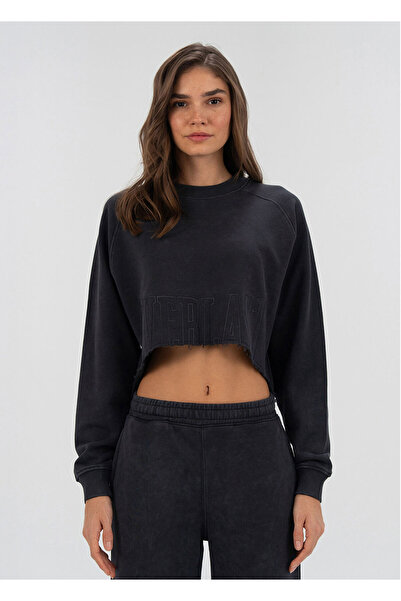 EVERLAST Cool Relax Antrasit Kadın Crop Spor Sweatshirt